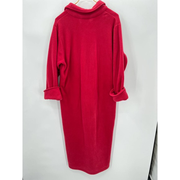 Vintage LL Bean Deep Pile Fleece Long Jacket Zip Up in Red Size Small - Picture 2 of 5